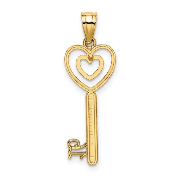 10K Yellow Gold Key W/Heart Sweet 16 Charm